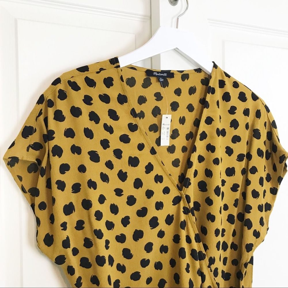 Madewell Spotted Dot Wrap Tie Top NWT - Picture 3 of 6